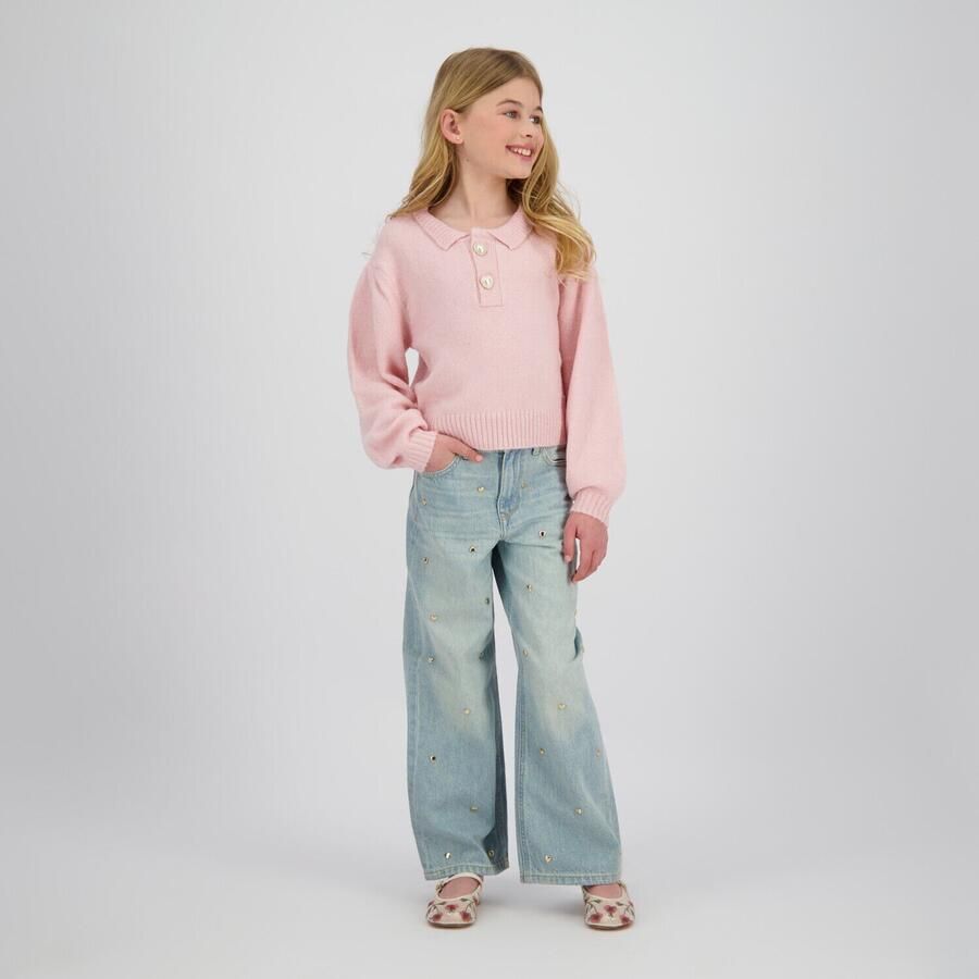 Vingino wide leg jeans wide leg jeans met hartjes light blue denim - Foto 2