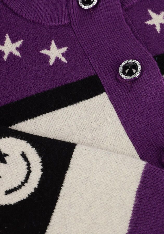 Vingino vest Mindy met ingebreid patroon paars ecru zwart - Foto 3