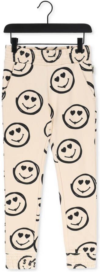 Vingino x Senna Bellod high waist regular fit joggingbroek Jade met all over print beige zwart
