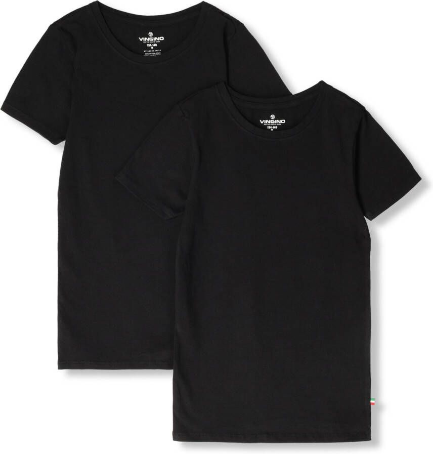 VINGINO basic T-shirt set van 2 zwart Jongens Stretchkatoen (duurzaam) Ronde hals 146 152
