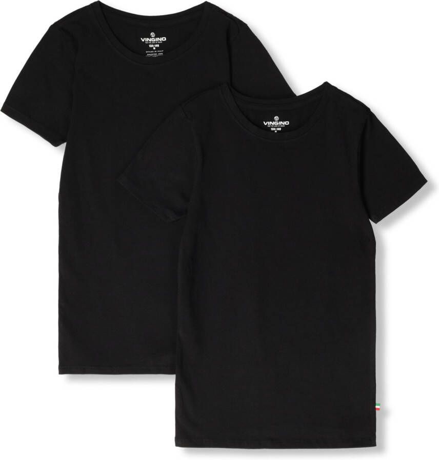 VINGINO basic T-shirt set van 2 zwart Jongens Stretchkatoen Ronde hals 170 176