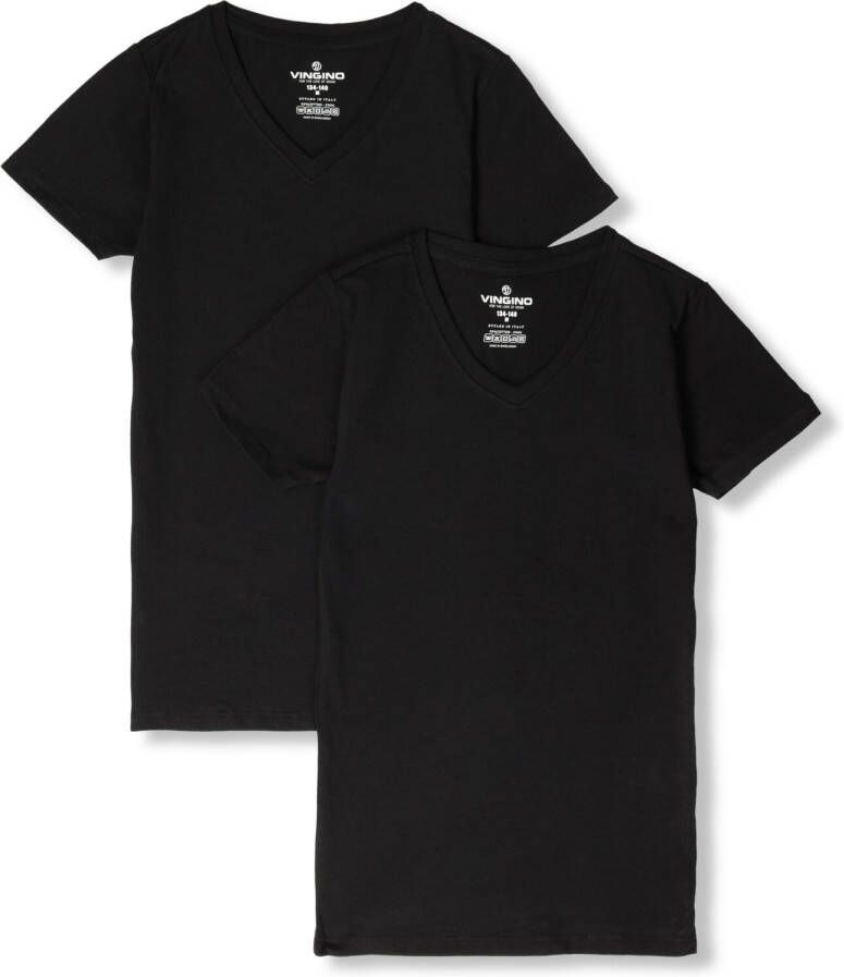 VINGINO basic T-shirt set van 2 zwart Jongens Stretchkatoen V-hals 134 140