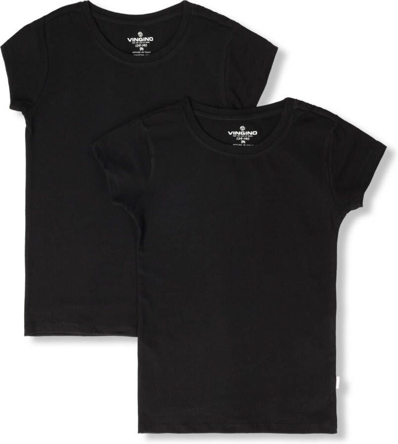 VINGINO basic T-shirt set van 2 zwart Meisjes Stretchkatoen Ronde hals 170 176