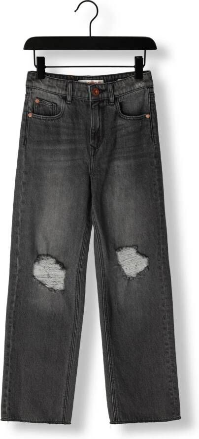 VINGINO high waist wide leg jeans Cato Destroy black vintage Zwart Meisjes Denim 140