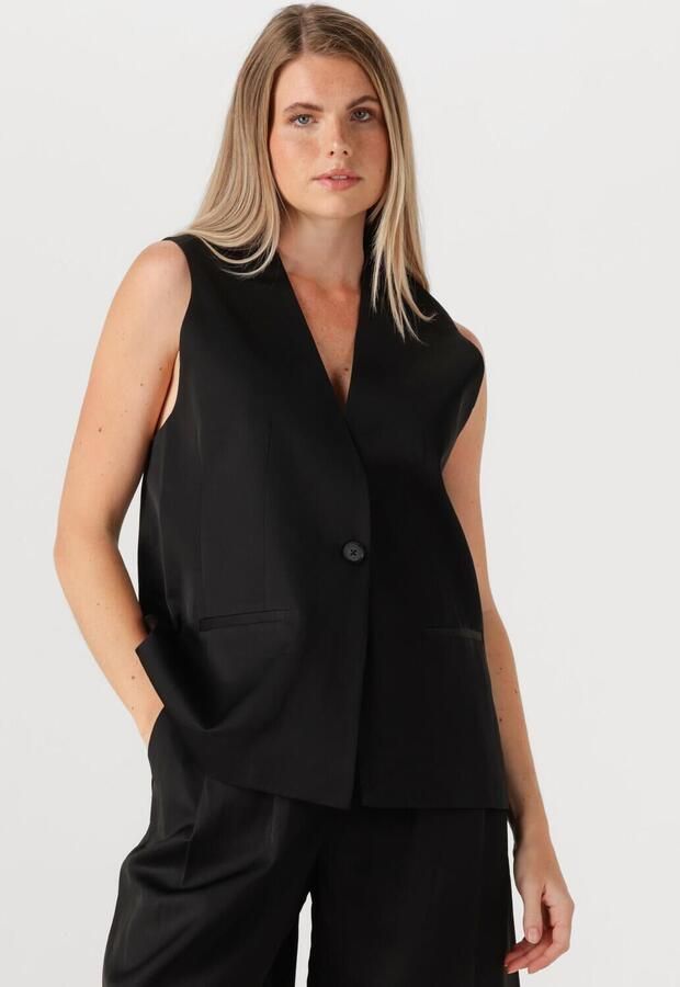 WITHBLACK Dames Blazers Wblselma Linen Waistcoat Zwart - Foto 4