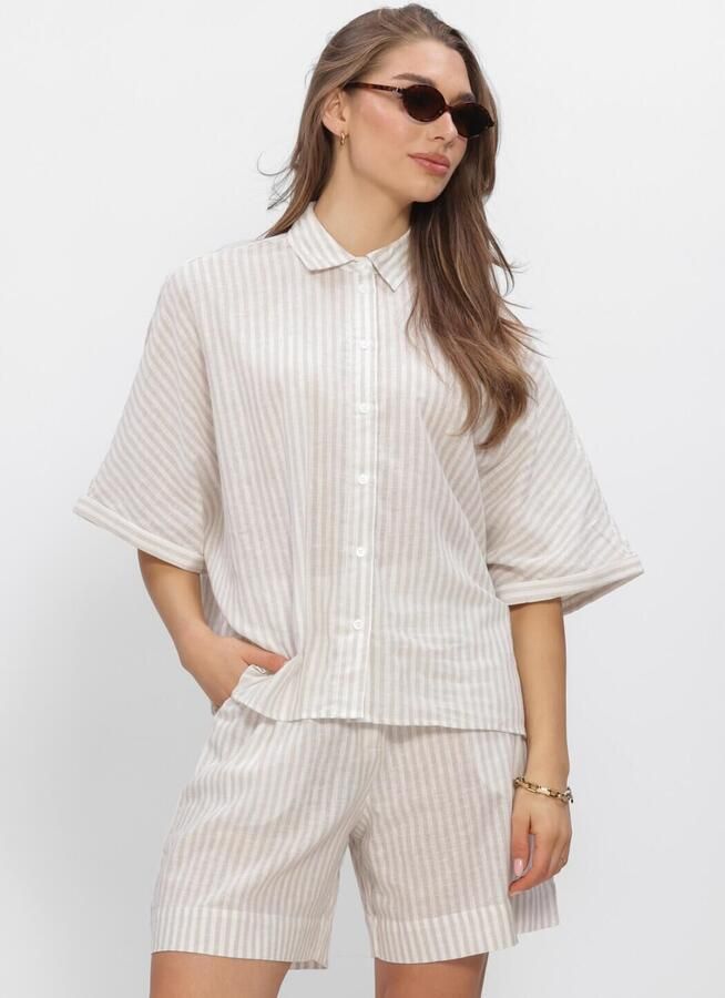 WITHBLACK Dames Blouses Wblbianca Batsleeve Shirt Zand