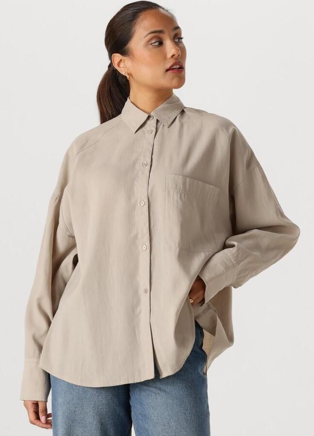 WITHBLACK Dames Blouses Wblmarleen Ls Oversized Shirt Zand