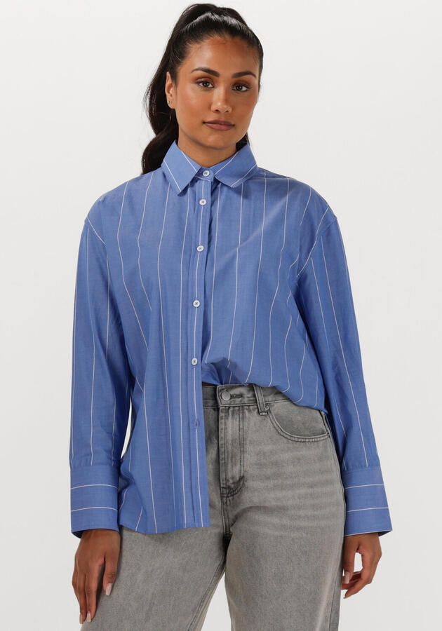 WITHBLACK Dames Blouses Wblnoa Ls Striped Shirt Blauw