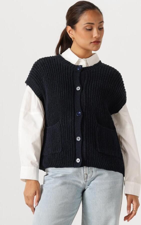 WITHBLACK Dames Blouses Wblselena Waistcoat Donkerblauw