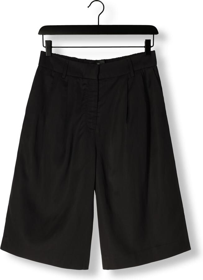 WITHBLACK Dames Broeken Wblselma Wide Linen Bermuda Zwart