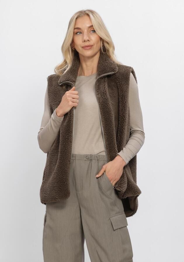WITHBLACK Dames Jassen Wblpernille Pile Waistcoat Bruin