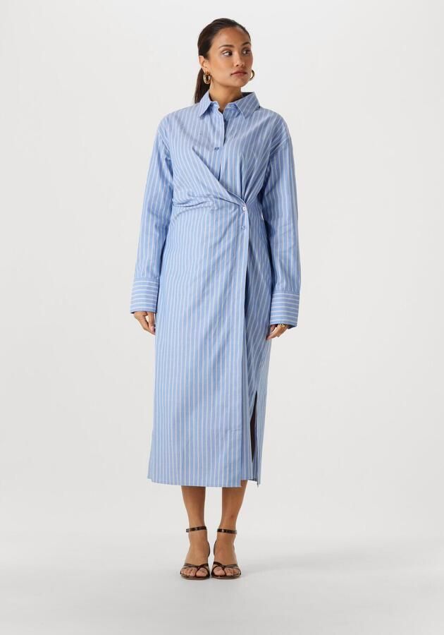 WITHBLACK Dames Jurken Wblmesa Striped Ls Midi Dress Lichtblauw