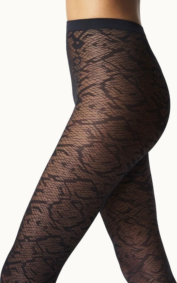 WOLFORD Dames Beenmode Snake Jacquard Thights Zwart