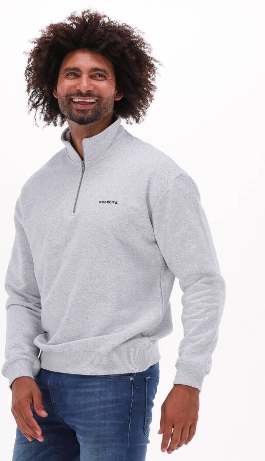 Woodbird Grijze Sweater Lass Base Half-zip