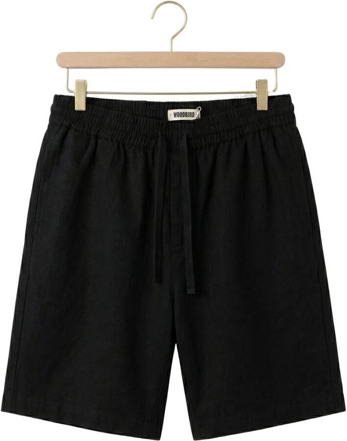 WOODBIRD Heren Broeken Wbbommy Linen Shorts Zwart - Foto 2
