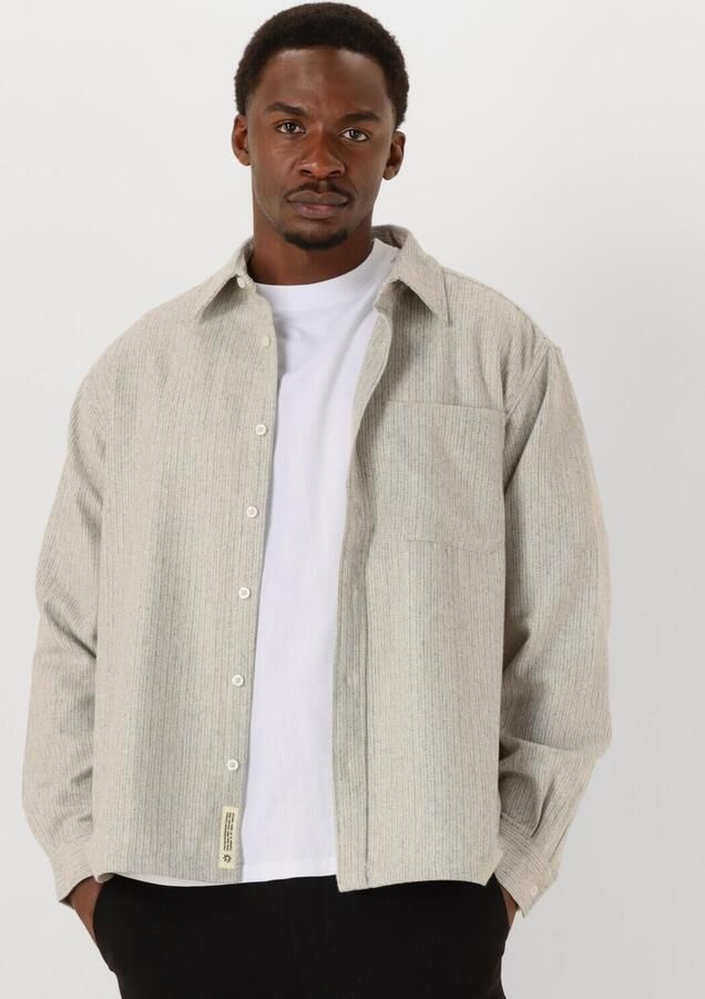 WOODBIRD Heren Overhemden Buzo Wool Shirt Lichtgrijs - Foto 4
