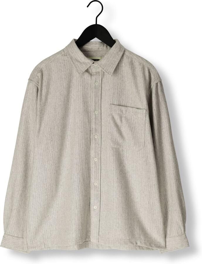 WOODBIRD Heren Overhemden Buzo Wool Shirt Lichtgrijs