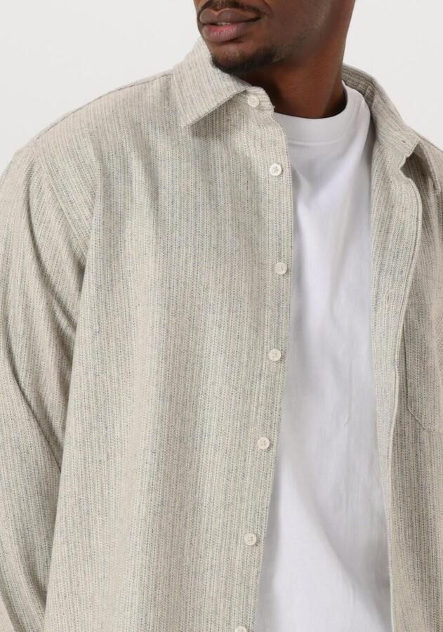 WOODBIRD Heren Overhemden Buzo Wool Shirt Lichtgrijs - Foto 2