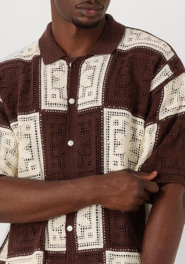 WOODBIRD Heren Overhemden Wbbanks Crochet Knit Bruin - Foto 3