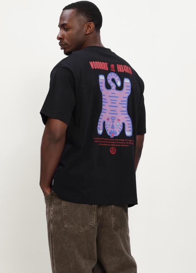 WOODBIRD Heren Polo's & T-shirts Wbbaine Tiger Tee Zwart