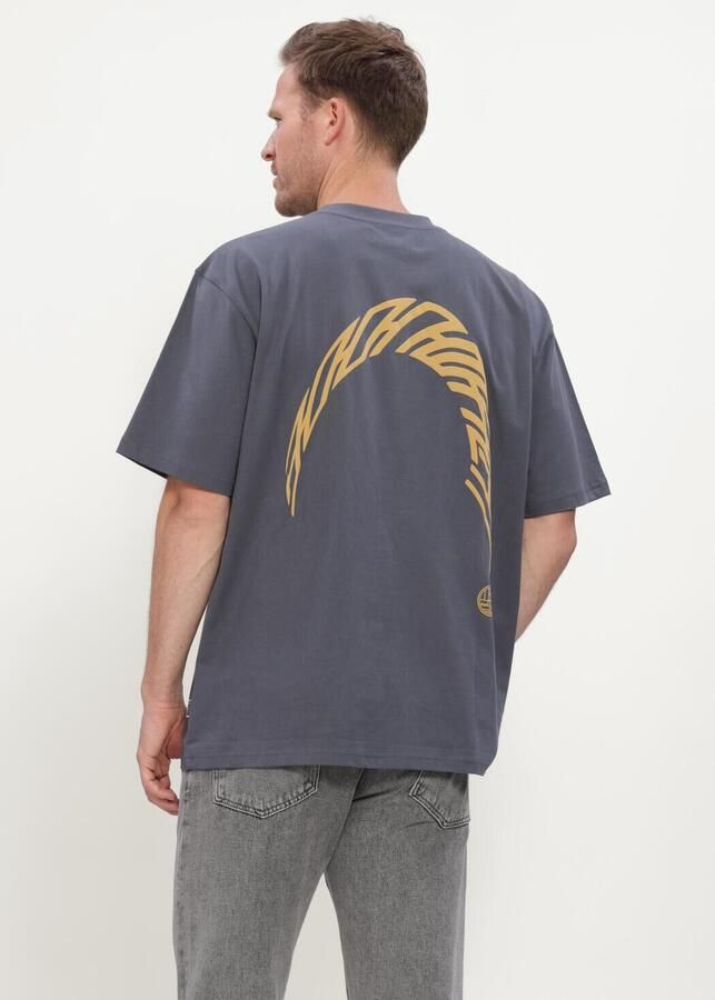 WOODBIRD Heren Polo's & T-shirts Wbbaine Warp Tee Donkergrijs