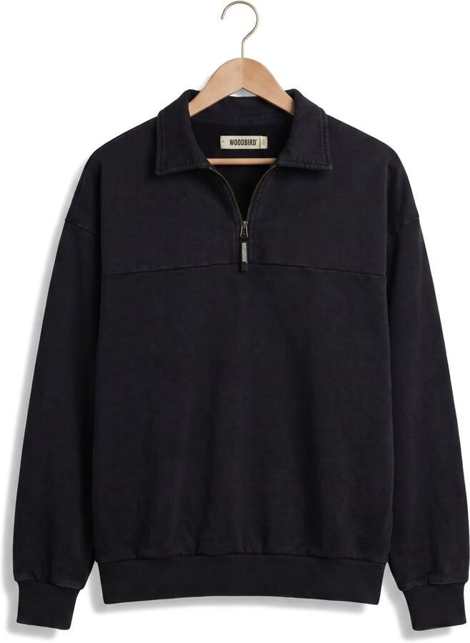 WOODBIRD Heren Polo's & T-shirts Wbloke Washed Zip Polo Zwart - Foto 2