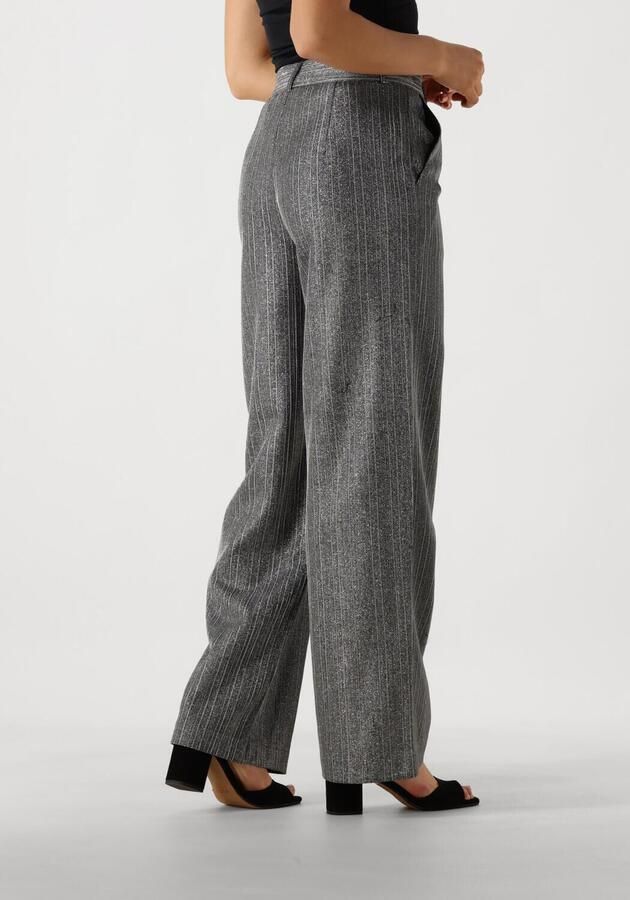 Y.A.S gestreepte high waist straight fit broek zilver YASKAMO