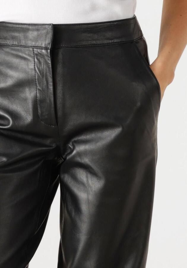 Y.A.S leren high waist straight fit broek YASLINE zwart - Foto 2