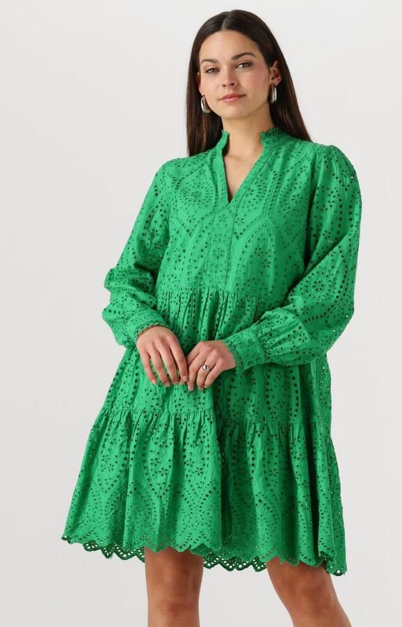 Y.A.S semi-transparante trapeze jurk YASHOLI met biologisch katoen groen - Foto 4