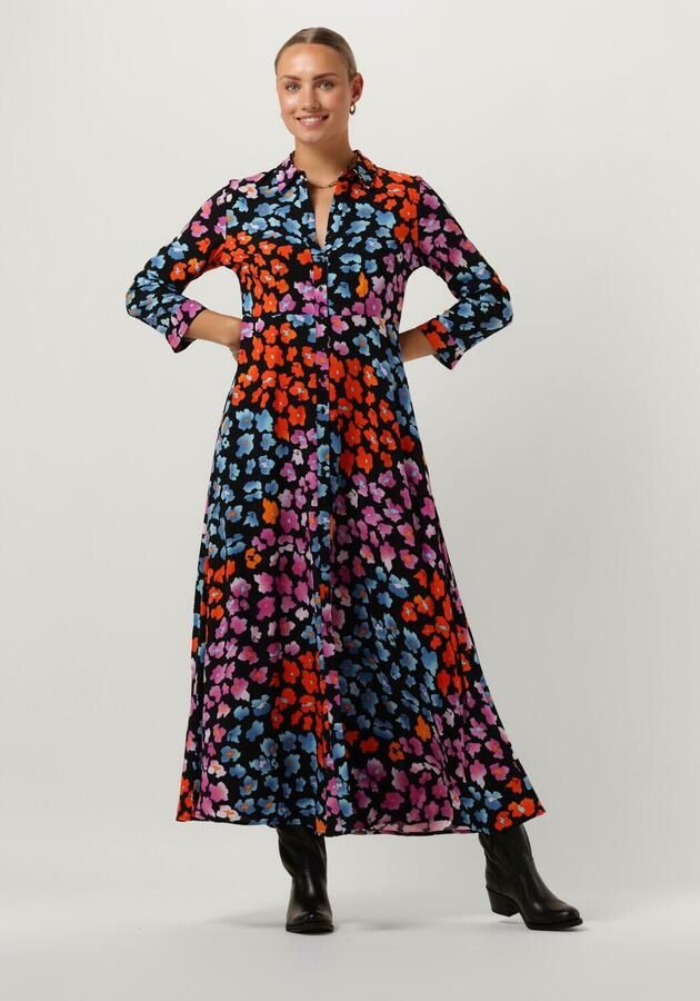 Y.A.S gebloemde maxi blousejurk YASSAVANNA donkerblauw fuchsia oranje groen - Foto 4