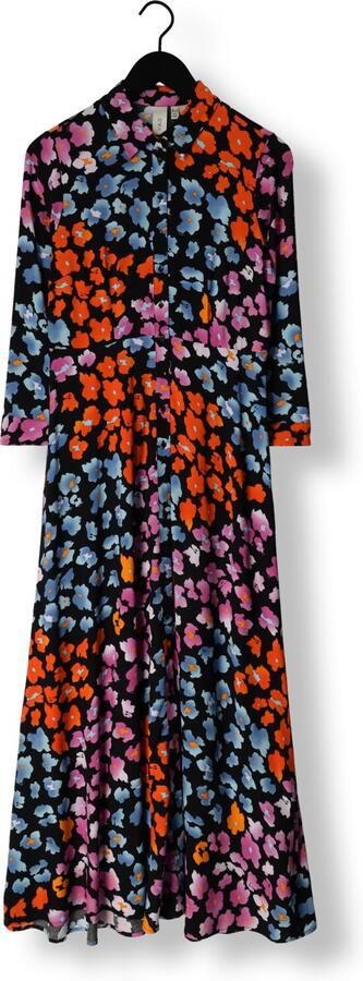 Y.A.S gebloemde maxi blousejurk YASSAVANNA donkerblauw fuchsia oranje groen - Foto 3