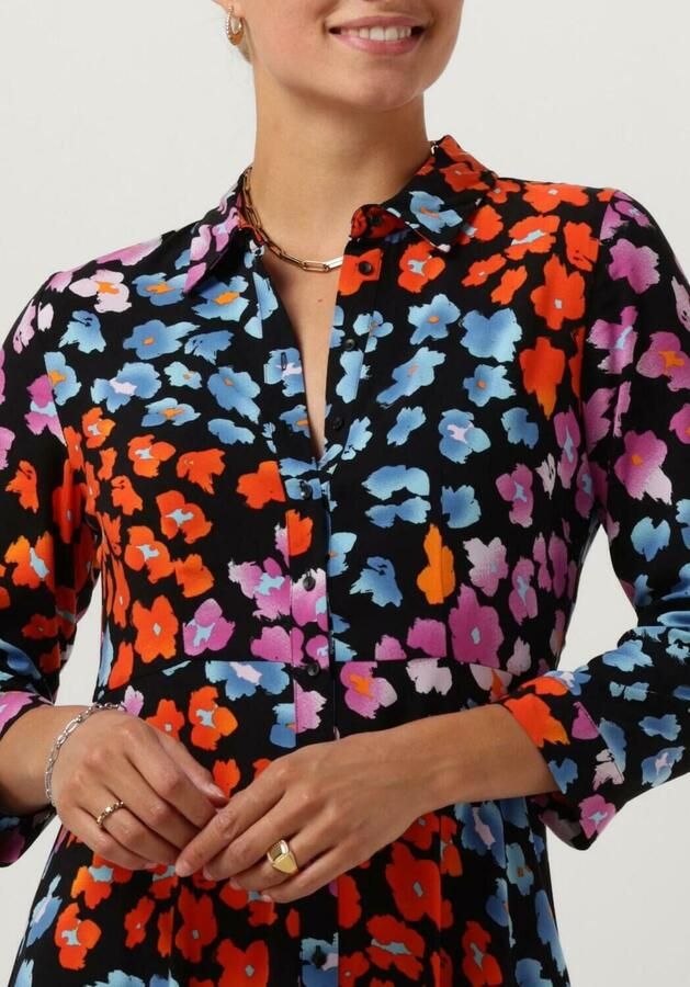 Y.A.S gebloemde maxi blousejurk YASSAVANNA donkerblauw fuchsia oranje groen - Foto 2