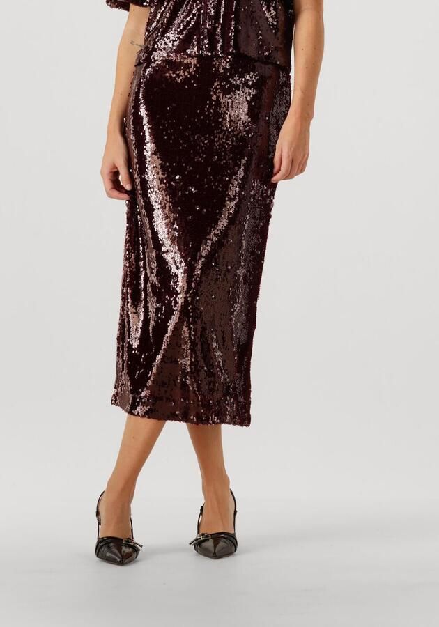 Y.A.S. Dames Rokken Yasroyalina Hmw Sequin Ankle Skirt Bordeaux - Foto 4