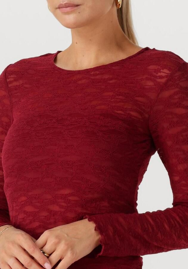 Y.A.S. Dames Tops & T-shirts Yascara Ls Lace Top Rood