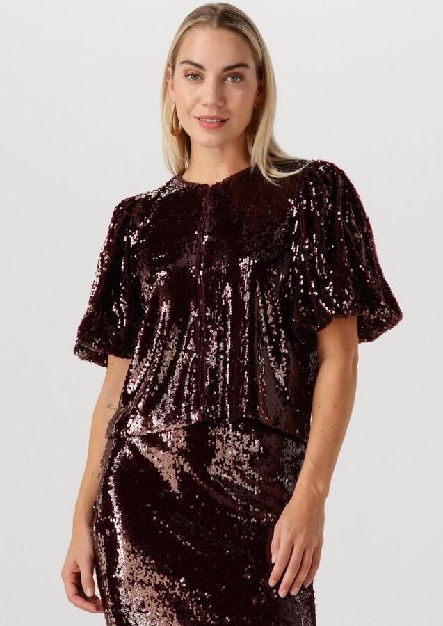 Y.A.S. Dames Tops & T-shirts Yasroyalina 2 4 Sequin Top Bordeaux - Foto 4