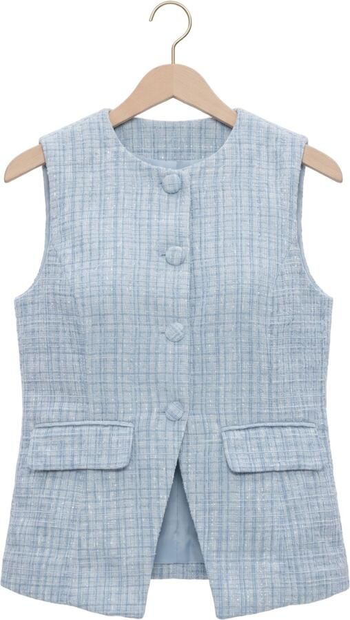 Y.A.S. YAS Dames Blazers Yasjose Boucle Waistcoat Lichtblauw - Foto 4