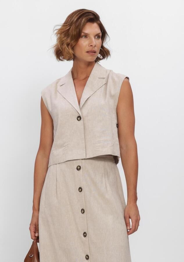Y.A.S. YAS Dames Blazers Yasusuma Short Linen Blend Waistcoat Beige