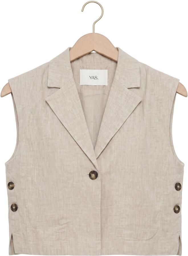 Y.A.S. YAS Dames Blazers Yasusuma Short Linen Blend Waistcoat Beige - Foto 2