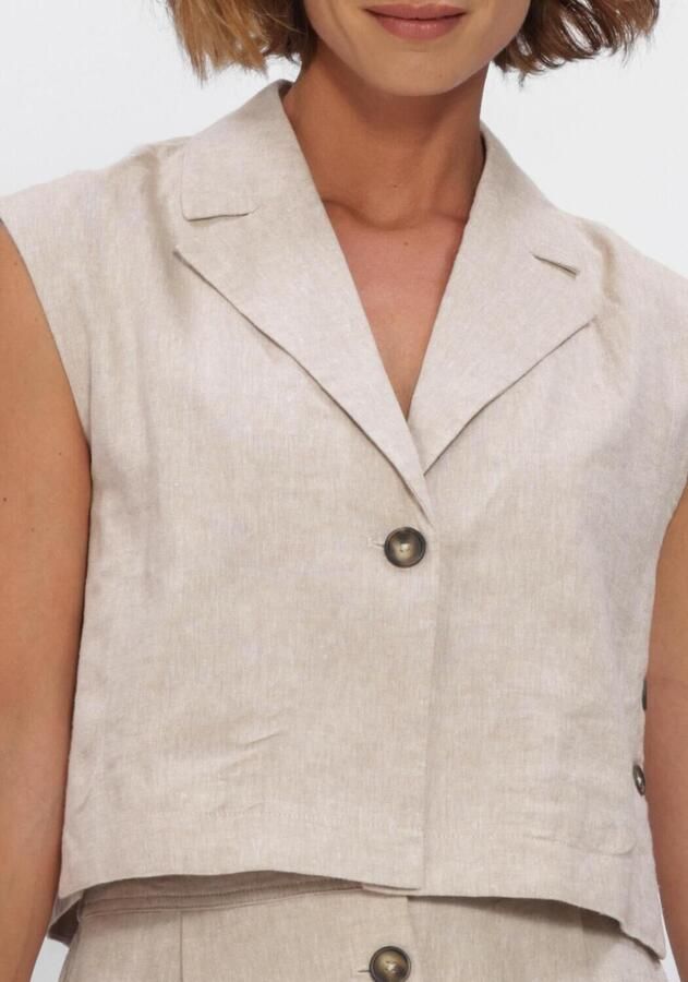 Y.A.S. YAS Dames Blazers Yasusuma Short Linen Blend Waistcoat Beige - Foto 3