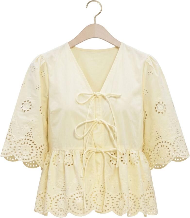 Y.A.S. YAS Dames Blouses Yascornelia 2 4 Tie Top S. Noos Geel - Foto 2