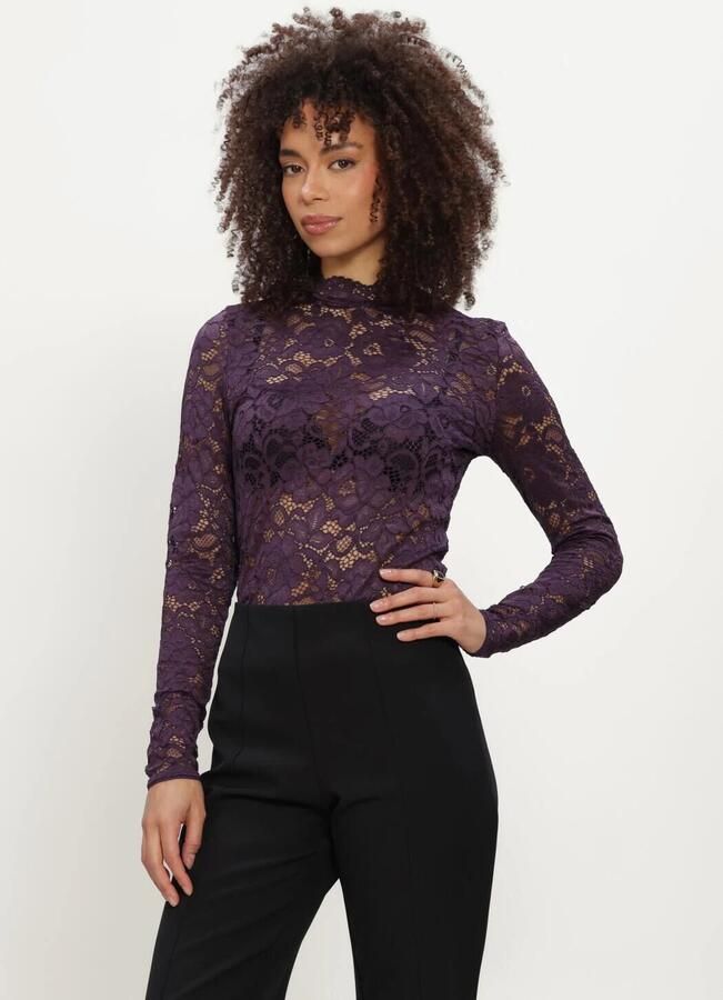 Y.A.S. YAS Dames Blouses Yaslacey Ls Lace Top Paars