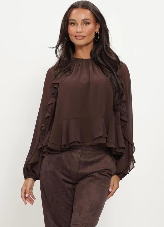 Y.A.S. YAS Dames Blouses Yasmilva Ls Top Bruin