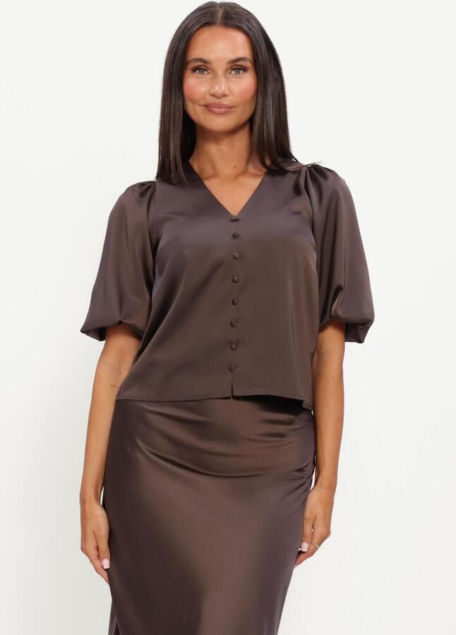 Y.A.S. YAS Dames Blouses Yaspella 2 4 V-neck Top Bruin
