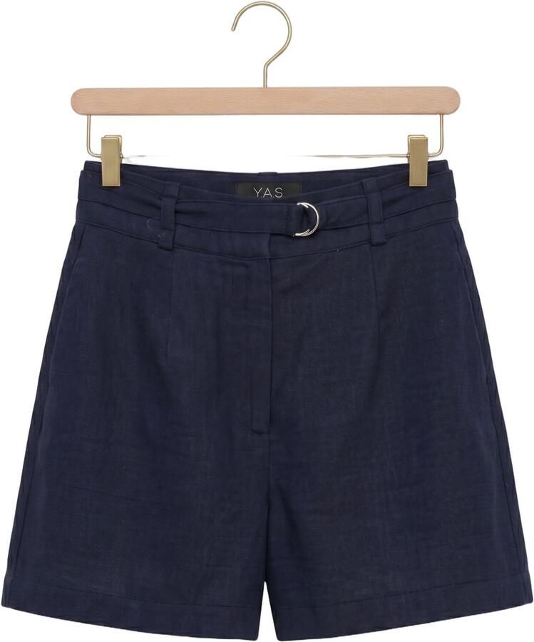 Y.A.S. YAS Dames Broeken Yasagana Hw Linen Blend Mini Shorts S Donkerblauw - Foto 2