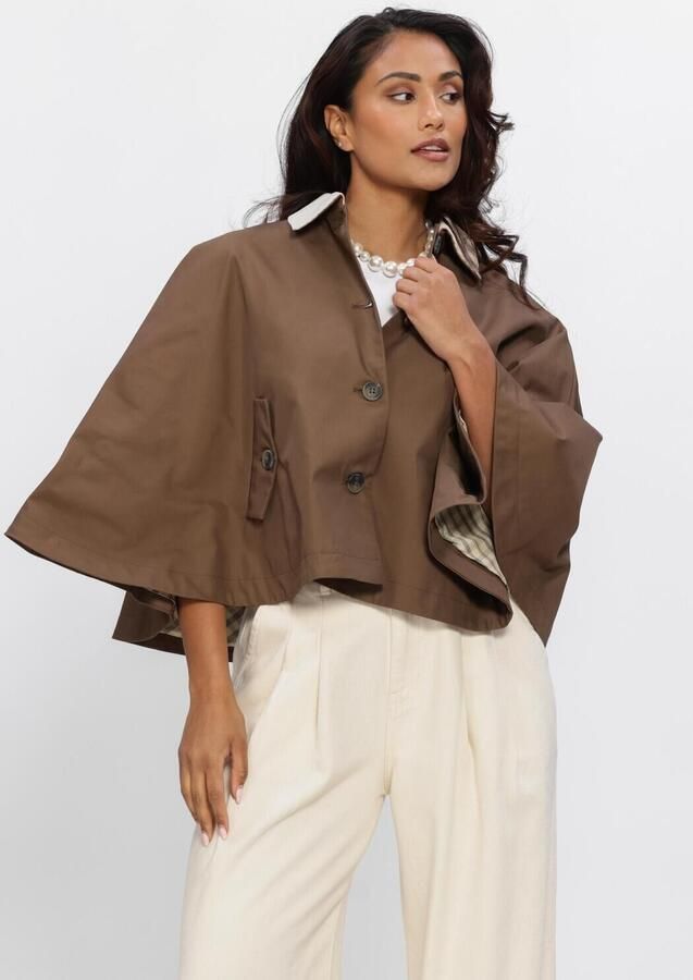Y.A.S. YAS Dames Jassen Yasmaloma Short Trench Cape Bruin