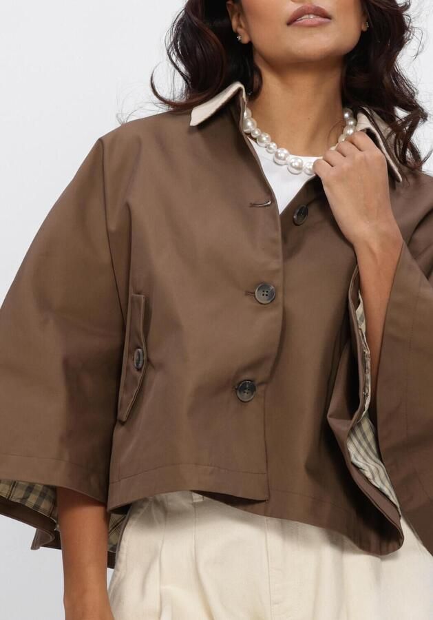 Y.A.S. YAS Dames Jassen Yasmaloma Short Trench Cape Bruin - Foto 4