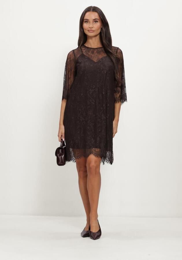 Y.A.S. YAS Dames Jurken Slwdaphne 3 4 Sleeve Lace Midi Dress Zwart - Foto 4