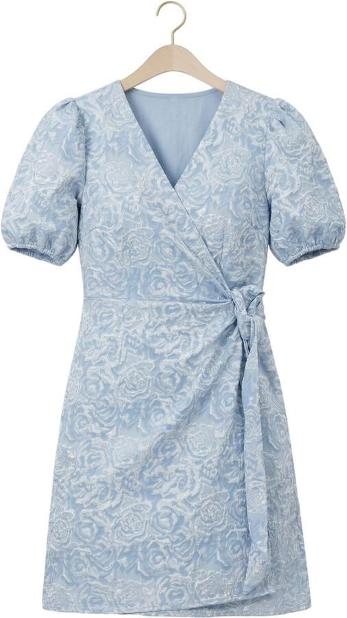Y.A.S. YAS Dames Jurken Yascaro Ss Wrap Dress Lichtblauw - Foto 4