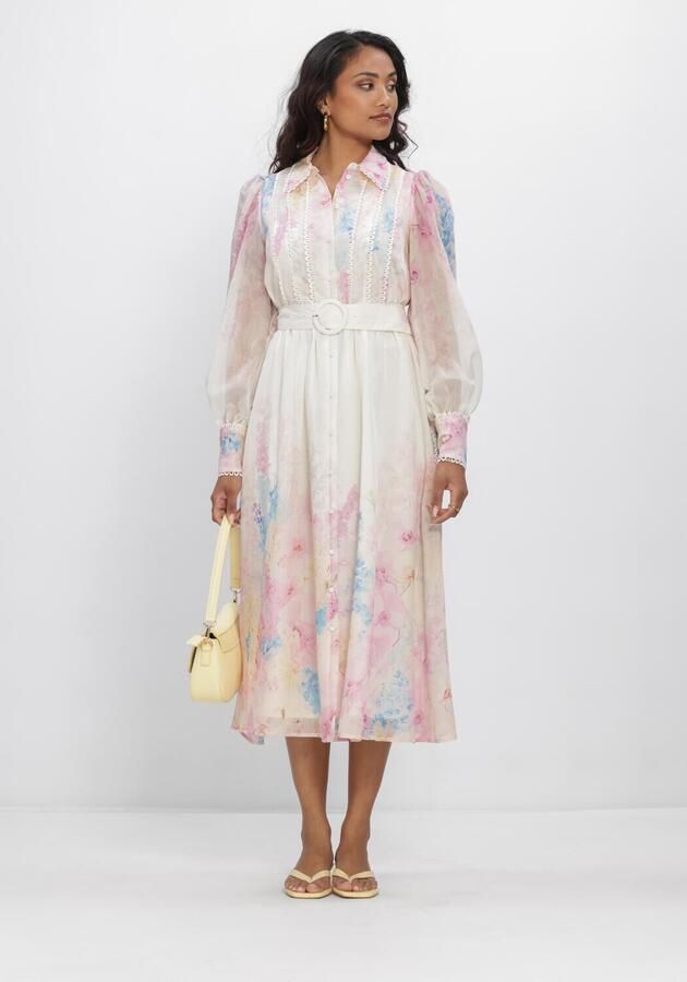 Y.A.S. YAS Dames Jurken Yasflorence Ls Long Dress S. Gebroken Wit