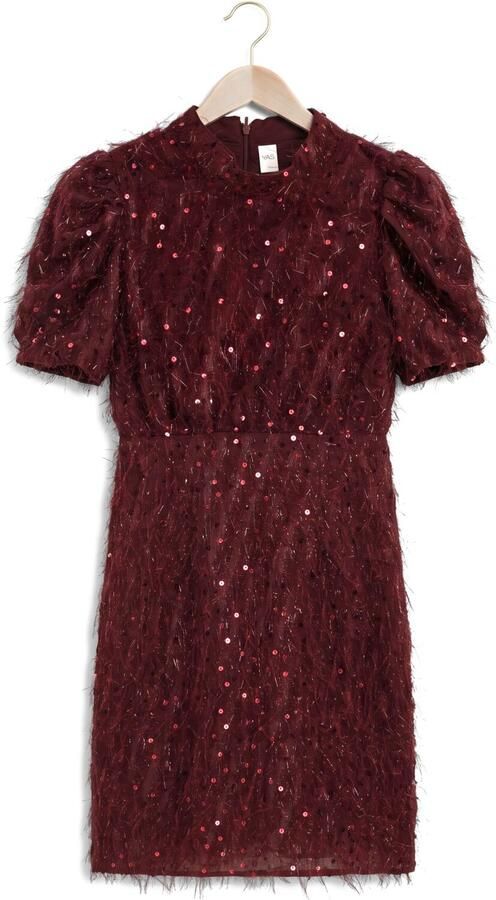 Y.A.S. YAS Dames Jurken Yasilza 2 4 Sequin Dress Bordeaux - Foto 4